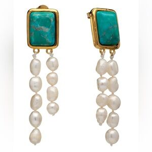 Turquoise and Pearl Drop Earrings